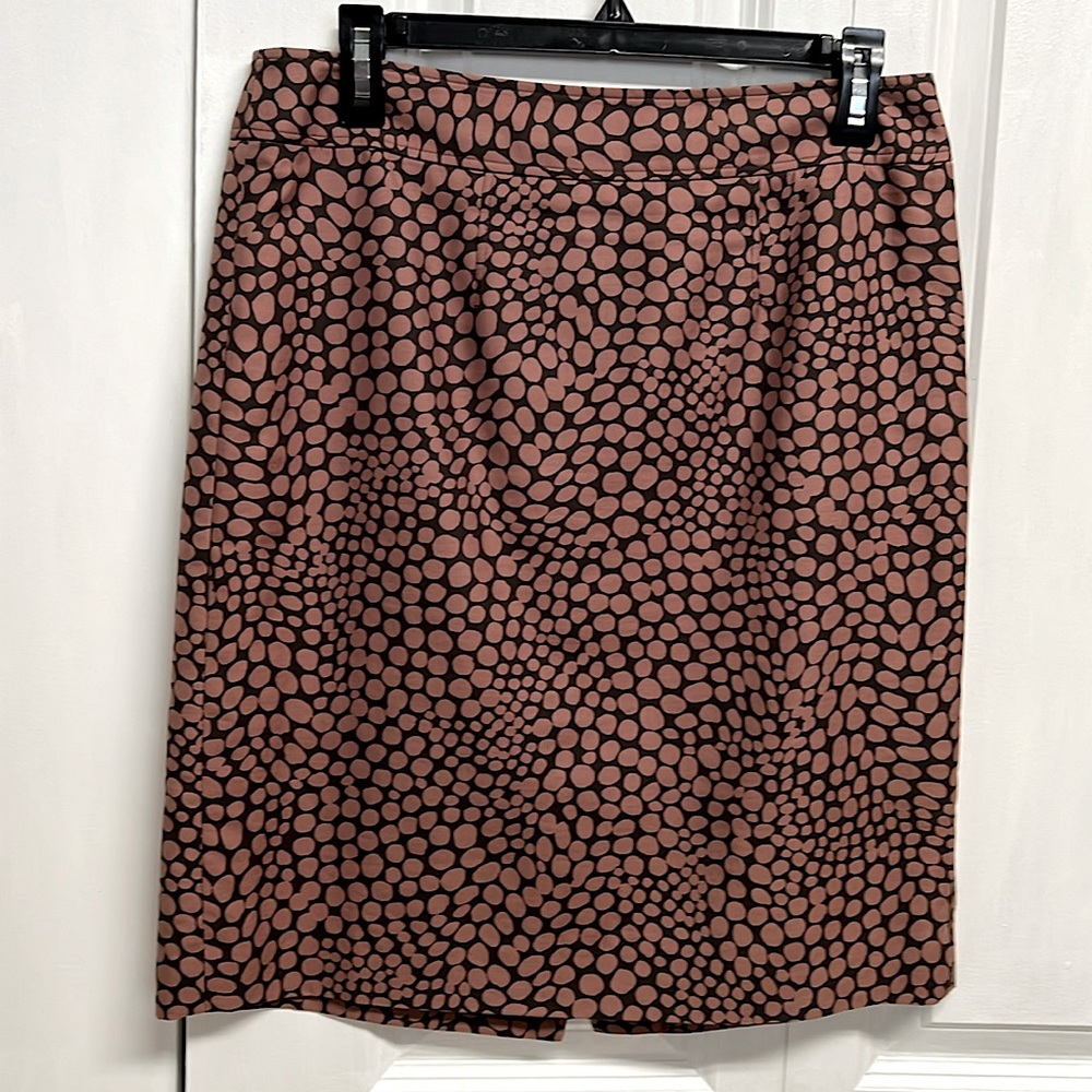 Ann Taylor Loft Black Tan Pebble Print Lined Pencil Skirt Size 8